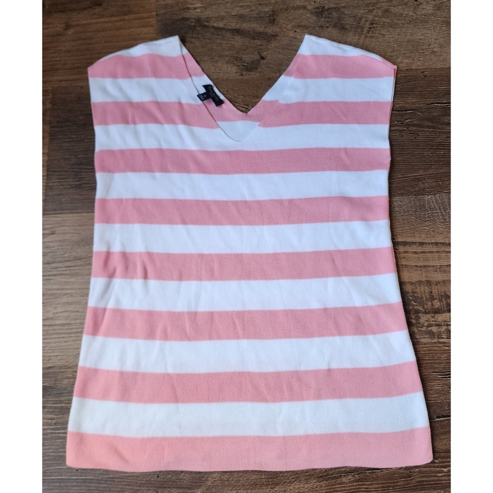 TALBOTS Sleeveless Pink White Striped Sleeveless Knitted Top - Size SP -